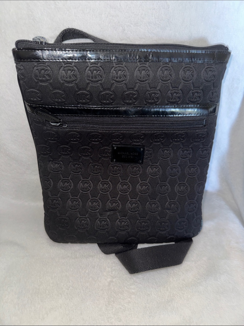 Michael Kors Black Embossed MK Crossbody Messenger Bag - Picture 4 of 4